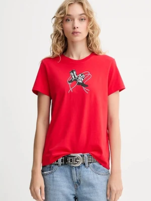 Levi's t-shirt bawełniany damski kolor czerwony 17369