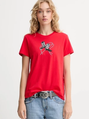 Levi's t-shirt bawełniany damski kolor czerwony 17369