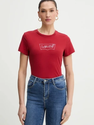 Levi's t-shirt bawełniany damski kolor czerwony 17369