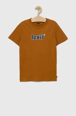 Levi's t-shirt bawełniany dziecięcy kolor brązowy z nadrukiem