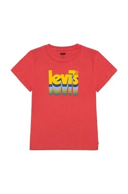 Levi's t-shirt bawełniany dziecięcy kolor czerwony z nadrukiem