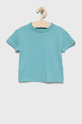 Levi's t-shirt bawełniany dziecięcy kolor turkusowy gładki