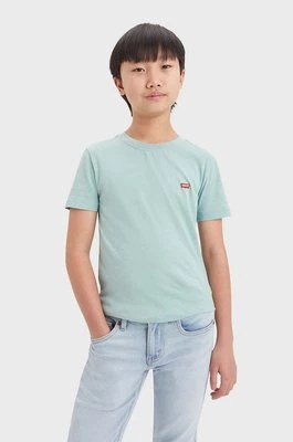 Levi's t-shirt bawełniany dziecięcy kolor turkusowy gładki
