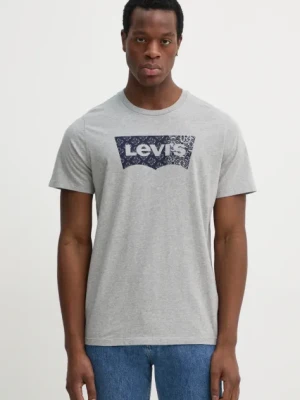 Levi's t-shirt bawełniany GRAPHIC CREWNECK TEE męski kolor szary z nadrukiem 22491
