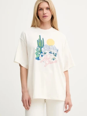 Levi's t-shirt bawełniany GRAPHIC SHORT STACK TEE damski kolor beżowy A4924