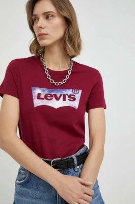 Levi's t-shirt bawełniany kolor bordowy