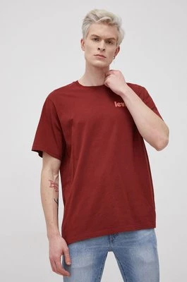 Levi's T-shirt bawełniany kolor bordowy gładki