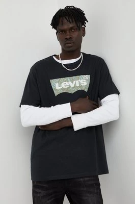 Levi's t-shirt bawełniany kolor czarny z nadrukiem