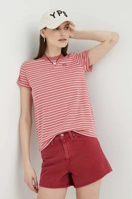 Levi's t-shirt bawełniany kolor czerwony