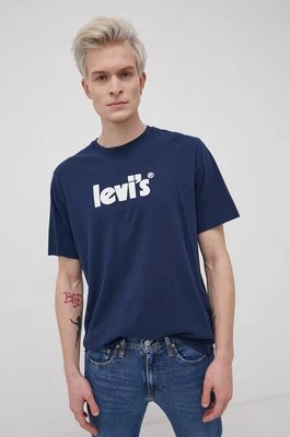 Levi's T-shirt bawełniany kolor granatowy z nadrukiem 16143.0393-Blues