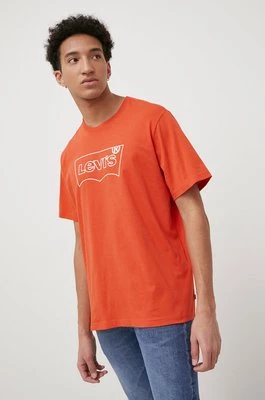 Levi's t-shirt bawełniany kolor pomarańczowy z nadrukiem