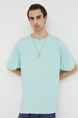 Levi's t-shirt bawełniany kolor turkusowy gładki
