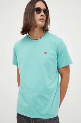 Levi's t-shirt bawełniany kolor turkusowy z aplikacją