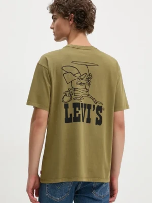 Levi's t-shirt bawełniany kolor zielony z nadrukiem 87373