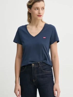 Levi's t-shirt bawełniany LSE_PERFECT VNECK damski kolor granatowy A3170