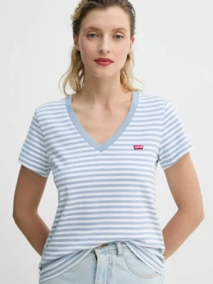 Levi's t-shirt bawełniany LSE_PERFECT VNECK damski kolor niebieski A3170