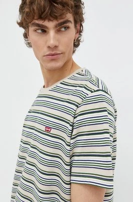 Levi's t-shirt bawełniany męski kolor beżowy gładki