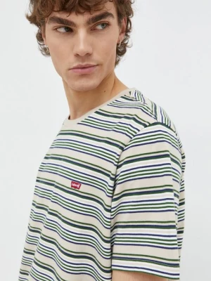 Levi's t-shirt bawełniany męski kolor beżowy gładki