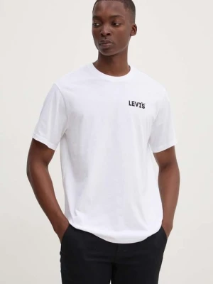 Levi's t-shirt bawełniany męski kolor beżowy z nadrukiem