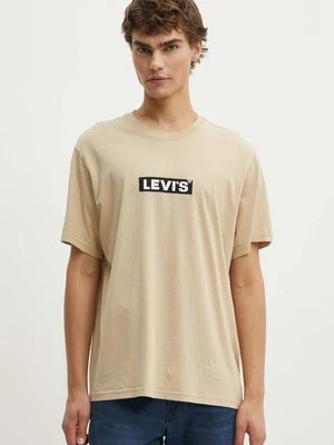 Levi's t-shirt bawełniany męski kolor beżowy z nadrukiem A2082