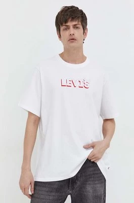 Levi's t-shirt bawełniany męski kolor biały z nadrukiem