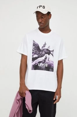 Levi's t-shirt bawełniany męski kolor biały z nadrukiem
