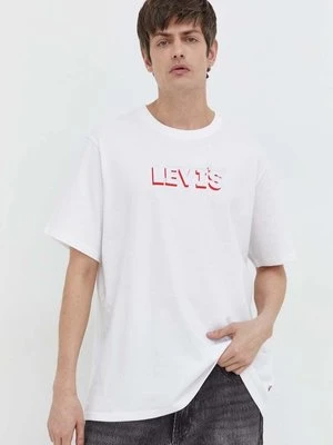 Levi's t-shirt bawełniany męski kolor biały z nadrukiem