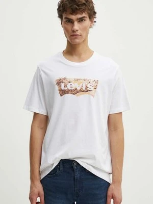 Levi's t-shirt bawełniany męski kolor biały z nadrukiem