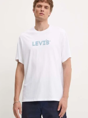 Zdjęcie produktu Levi's t-shirt bawełniany męski kolor biały z nadrukiem