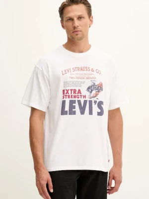 Levi's t-shirt bawełniany męski kolor biały z nadrukiem 87373