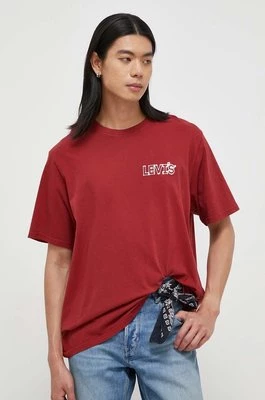 Levi's t-shirt bawełniany męski kolor bordowy z nadrukiemCHEAPER