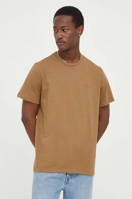 Levi's t-shirt bawełniany męski kolor brązowy gładkiCHEAPER
