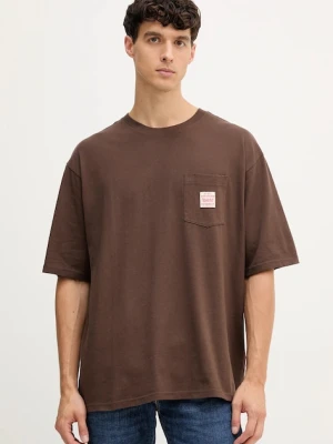 Zdjęcie produktu Levi's t-shirt bawełniany męski kolor brązowy gładki A5850