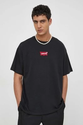 Levi's t-shirt bawełniany męski kolor czarny z aplikacją