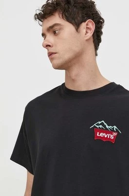 Levi's t-shirt bawełniany męski kolor czarny z aplikacją