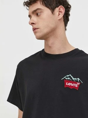 Levi's t-shirt bawełniany męski kolor czarny z aplikacją