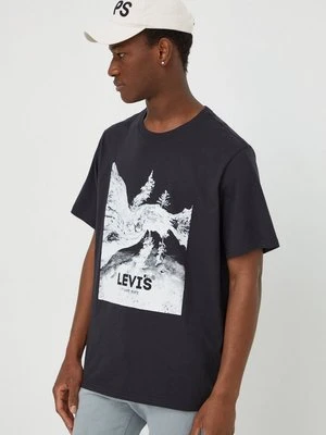 Levi's t-shirt bawełniany męski kolor czarny z nadrukiem