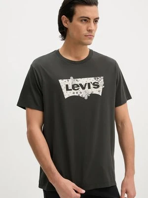 Levi's t-shirt bawełniany męski kolor czarny z nadrukiem