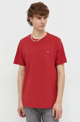 Levi's t-shirt bawełniany męski kolor czerwony gładki