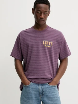 Levi's t-shirt bawełniany męski kolor fioletowy z nadrukiem 87373