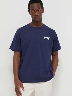 Levi's t-shirt bawełniany męski kolor granatowy z nadrukiem