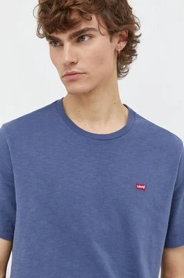 Levi's t-shirt bawełniany męski kolor niebieski gładki