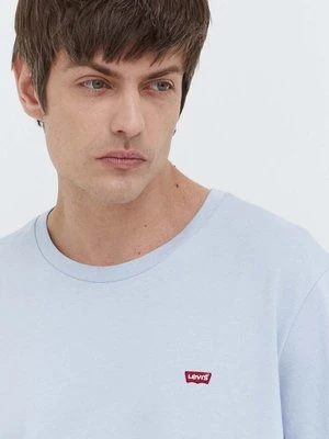 Levi's t-shirt bawełniany męski kolor niebieski gładki