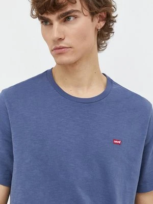 Levi's t-shirt bawełniany męski kolor niebieski gładki