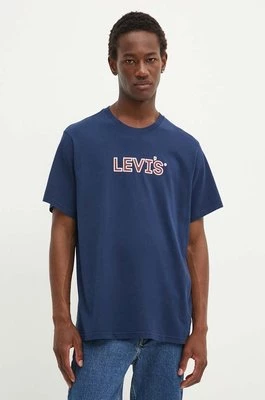 Levi's t-shirt bawełniany męski kolor niebieski z nadrukiem