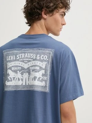 Levi's t-shirt bawełniany męski kolor niebieski z nadrukiem