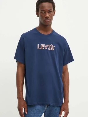 Levi's t-shirt bawełniany męski kolor niebieski z nadrukiem