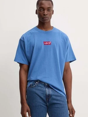 Levi's t-shirt bawełniany męski kolor niebieski z nadrukiem 87373