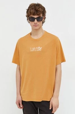 Levi's t-shirt bawełniany męski kolor pomarańczowy z nadrukiemCHEAPER