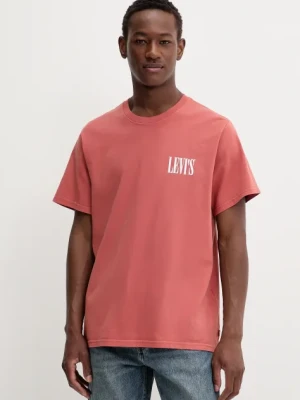 Levi's t-shirt bawełniany męski kolor pomarańczowy z nadrukiem